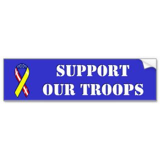 Support Our Troops Patriotic Ribbon Bumper Sticker