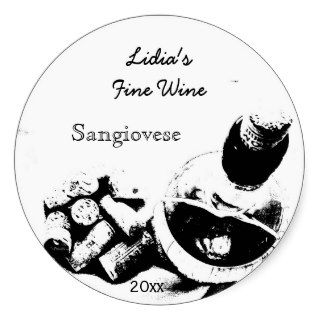 Wine Bottle with Corks Sketch Custom Wine Label Stickers