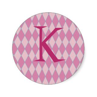 KRW Retro Pink Diamond Letter K Sticker 1.5 inch