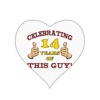 Funny 14th Birthday For Boys Heart Sticker