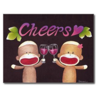 Cheers Sock Monkeys Postcard