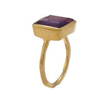 Gold over Silver Amethyst Square Ring (Israel) Rings