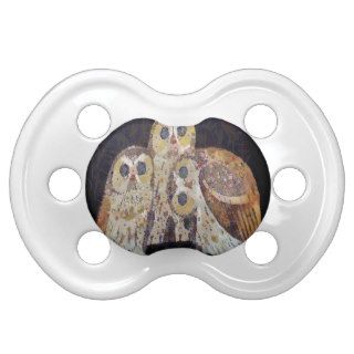 Three Owls   Art Nouveau Inspired by Klimt Baby Pacifiers