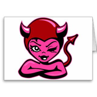 Girly Devil Cartoon Tattoo Greeting Cards