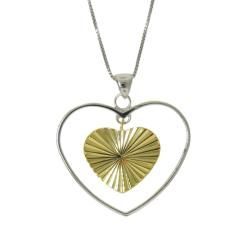 Two tone Double Heart Necklace Moise Sterling Silver Necklaces