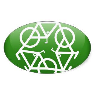Reduce Reuse Recycle Green Bicycle Oval Sticker