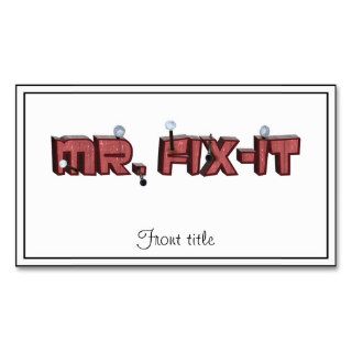 Mr. Fix It Wooden Text Design (With Nails) Business Card Templates