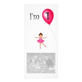 1st Birthday ballerina red balloon Custom Rack Card
