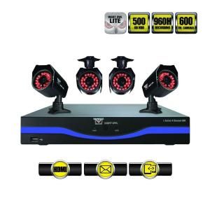Night Owl 4 Channel 960H Surveillance System with 500GB Hard Drive and (4) 600 TVL Cameras B L45 4624