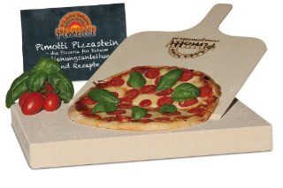 Pimotti 202_003 Schamott Pizza /Brotback Stein, Schaufel und Anleitung mit Rezepte im Set, 4 cm Küche & Haushalt