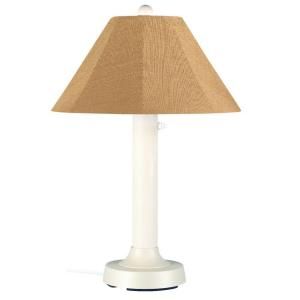 Patio Living Concepts Seaside 34 in. Outdoor White Table Lamp with Straw Linen Shade 26611
