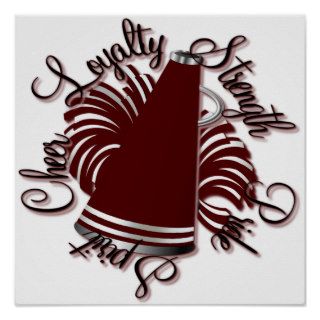 Cheer Maroon and White Qualities Print