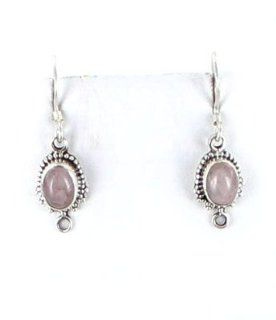 STERLING SILVER EAR WIRE COMPONENTS PAIR MORGANITE~  