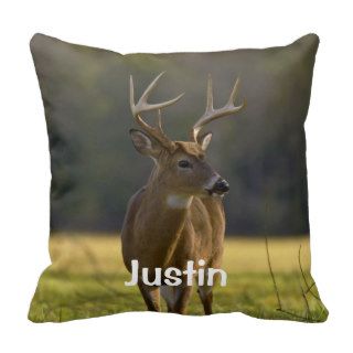 Personalized 8 Pt Whitetail Buck Animal Hunter Pillow