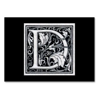 Decorative Letter "D" Woodcut Woodblock InitIal Business Card