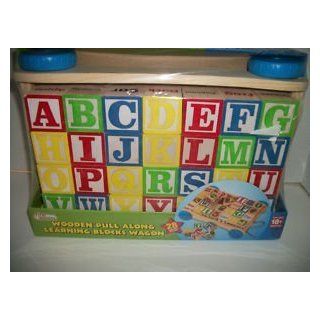Wooden Block Set   Each Block Has A Letter, Number, Word And Picture.   Wooden Pull Along Learning Blocks Wagon  Baby Building And Stacking Toys  Baby