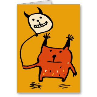 Little Orange Monster Halloween Card