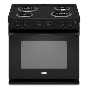 Whirlpool 4.5 cu. ft. Drop In Electric Range with Self Cleaning Oven in Black WDE150LVB