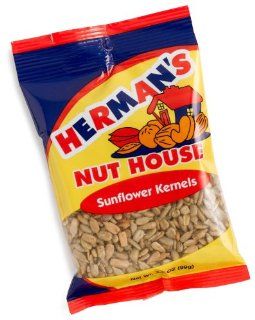 Herman's Nut House Roasted & Salted Sunflower Kernels, 3.5 Ounce Bags (Pack of 12)  Edible Sunflower Seeds  Grocery & Gourmet Food