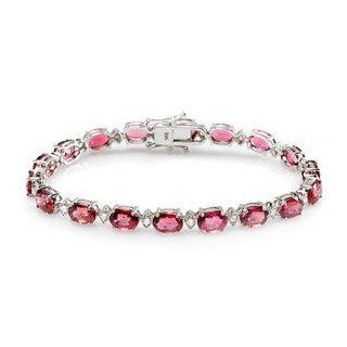 Classy Natural Pink Tourmaline and Diamond Bracelet in 14k Solid Gold Passion Gems Jewelry