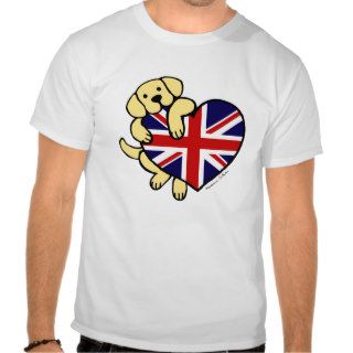 Yellow Labrador & UK Flag Heart 2 Cartoon Tees