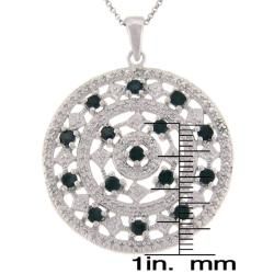 Dolce Giavonna Sterling Silver Sapphire and Diamond Accent Medallion Necklace Dolce Giavonna Gemstone Necklaces