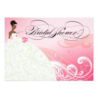 AFRICAN AMERICAN BRIDE Bridal Shower  baby pink Invitations