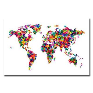 Trademark Fine Art 22 in. x 32 in. Love and Hearts World Map Canvas Art MT0014 C2232GG