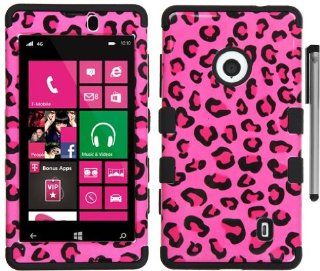 For Nokia Lumia 521 Animal Print Design Tuff Hybrid Cover Case with ApexGears Stylus Pen (Pink Leopard) Cell Phones & Accessories