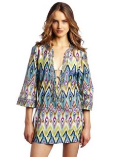 Hermanny By Vix Women's Peacock Voile Tunic Top, Multi, Small