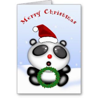 Christmas Panda Bear Cartoon Greeting Cards