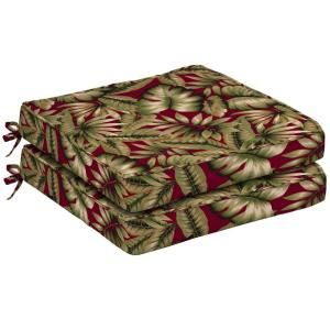 Hampton Bay Chili Tropical Welted Outdoor Seat Cushion (2 Pack) AB80560B 9D2