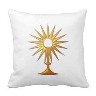 Holy Eucharist in golden Monstrance Throw Pillows