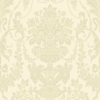 The Wallpaper Company 8 in. x 10 in. Ivory Damask Wallpaper Sample WC1281919S
