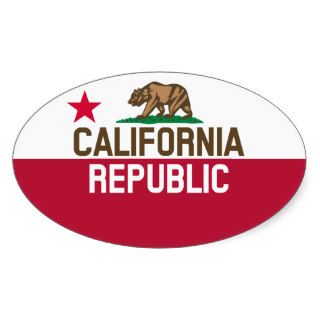 CALIFORNIA REPUBLIC State Flag Fitted Designs Oval Stickers