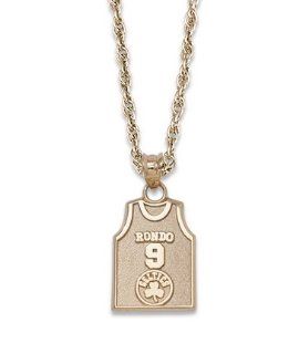 Rajon Rondo Boston Celtics #9 5/8" Jersey Pendant on an 18" Chain   10KT Gold Jewelry  Sports Fan Pendants  Sports & Outdoors