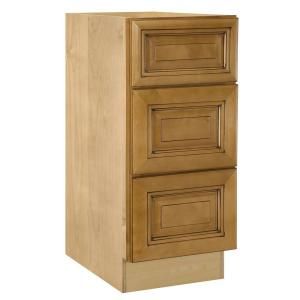 Home Decorators Collection Assembled 24x34.5x24 in. Base Cabinet with 3 Drawers in Lewiston Toffee Glaze BD24 LTG