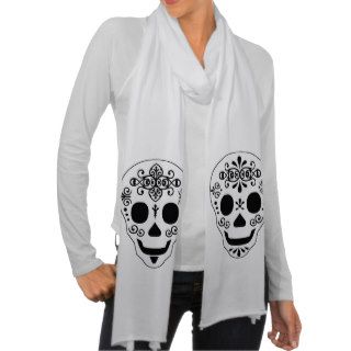 Lady and Gent Sugar Skull by Leslie Peppers Scarf Wrap
