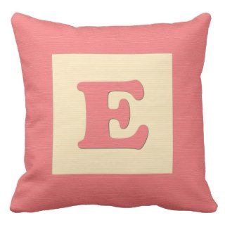 Baby building block throw pIllow letter E (red)