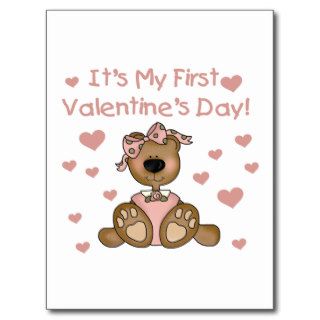 Girl Bear 1st Valentine's Day Post Cards
