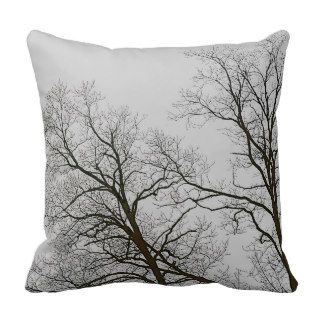 Bare Trees & Grey Sky Nature Art Pillow