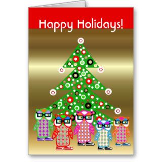 Cute Hipster Owl Christmas Holiday Cards Custom