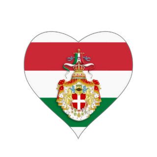 Italian Flag with insignia of the Kingdom of Italy Heart Sticker