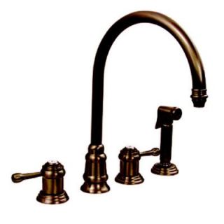 Whitehaus 2 Handle Side Sprayer Kitchen Faucet in Antique Bronze WH15664 ABRZ