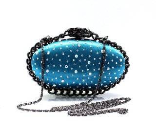  Ladies' Clutch Evening Fashion Pu Party Bags with Chains Blue 