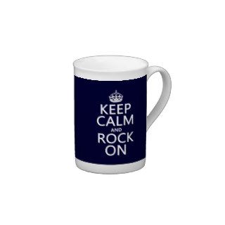 Keep Calm and Rock On (any background color) Bone China Mug