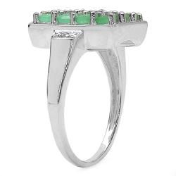 Malaika Sterling Silver Emerald and Diamond Accent Rectangle Ring Malaika Gemstone Rings