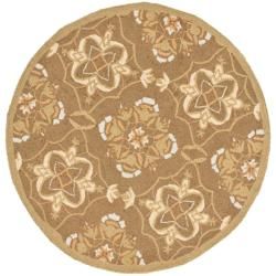 Hand hooked Chelsea Harmony Brown Wool Rug (3' Round) Safavieh Round/Oval/Square