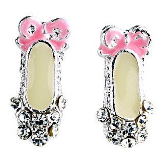 Silver Tone Stud Earrings for Little Girls Ballet Shoes Jewelry