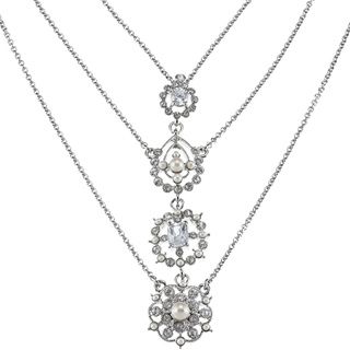 Carolee White Faux Pearl/ Crystal Y Necklace Carolee Fashion Necklaces